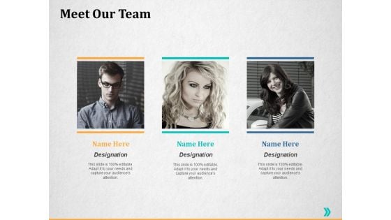 Meet Our Team Ppt PowerPoint Presentation Ideas Example Introduction