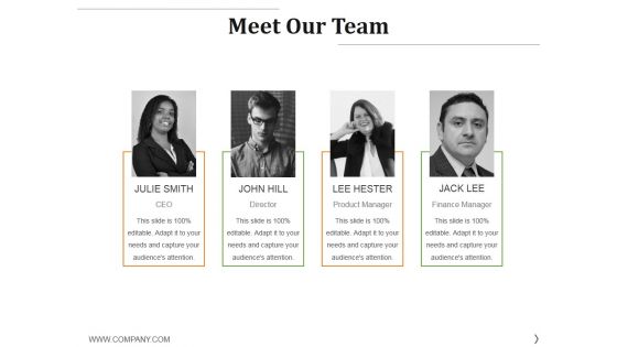 Meet Our Team Ppt PowerPoint Presentation Model Design Inspiration