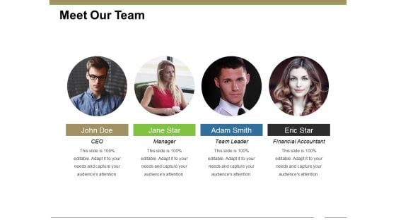Meet Our Team Ppt PowerPoint Presentation Portfolio Themes