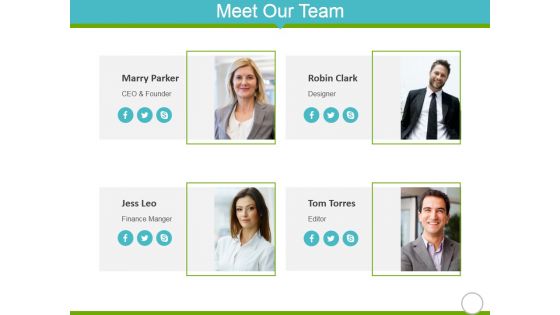 Meet Our Team Ppt Powerpoint Presentation Slides Slideshow