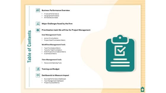 Meet Project Deadlines Through Priority Matrix Table Of Contents Topics PDF Meet Project Deadlines Through Priority Matrix Table Of Contents Topics PDF