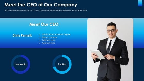 Meet The CEO Of Our Company Ppt Infographics Slideshow PDF