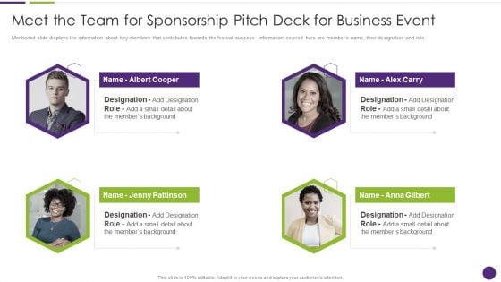 Meet The Team For Sponsorship Pitch Deck For Business Event Rules PDF