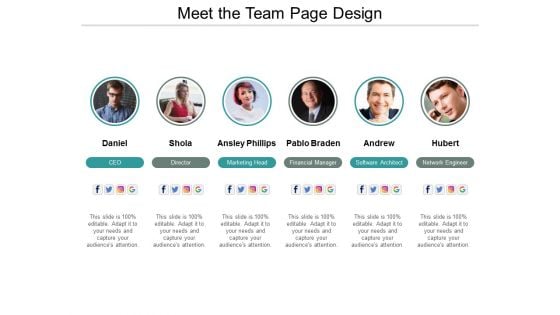 Meet The Team Page Design Ppt PowerPoint Presentation Summary Maker