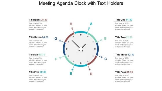 Meeting Agenda Clock With Text Holders Ppt PowerPoint Presentation Professional Example