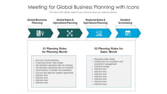 Meeting For Global Business Planning With Icons Ppt File Infographic Template PDF