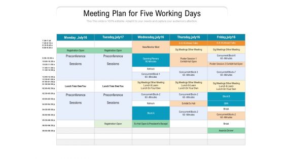 Meeting Plan For Five Working Days Ppt PowerPoint Presentation Pictures Format Ideas PDF