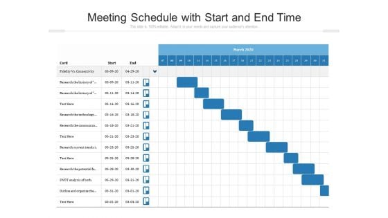 Meeting Schedule With Start And End Time Ppt PowerPoint Presentation File Designs PDF