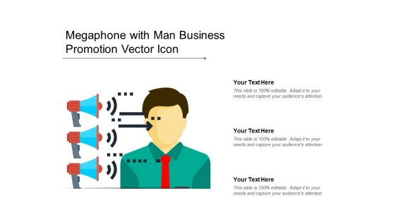 Megaphone With Man Business Promotion Vector Icon Ppt PowerPoint Presentation Styles Images PDF
