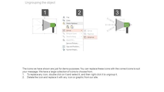 Megaphone With Three Social Media Icons Powerpoint Slides