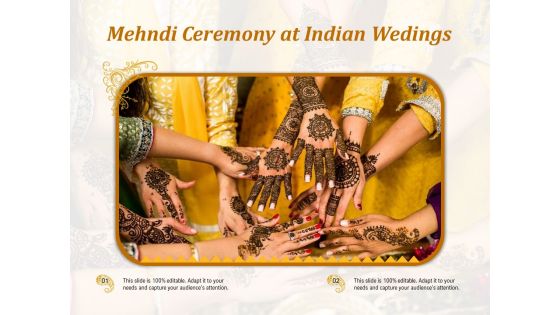 Mehndi Ceremony At Indian Wedings Ppt PowerPoint Presentation File Background Image PDF
