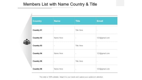 Members List With Name Country And Title Ppt Powerpoint Presentation Ideas Inspiration