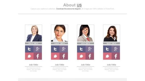 Members Profile With Social Media Links Powerpoint Slides Members Profile With Social Media Links Powerpoint Slides