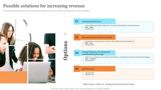 Membership Based Revenue Plan Possible Solutions For Increasing Revenue Introduction PDF