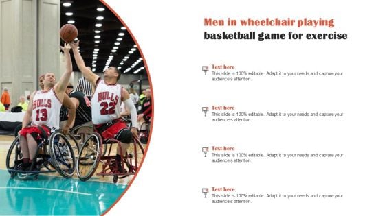 Men In Wheelchair Playing Basketball Game For Exercise Icons PDF