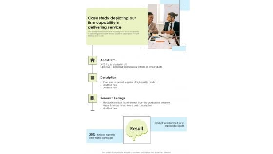 Mental Behavior Evaluation Case Study Depicting Our Firm Capability One Pager Sample Example Document Mental Behavior Evaluation Case Study Depicting Our Firm Capability One Pager Sample Example Document