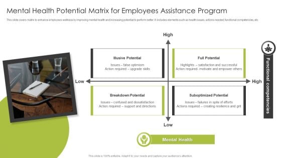 Mental Health Potential Matrix For Employees Assistance Program Background PDF