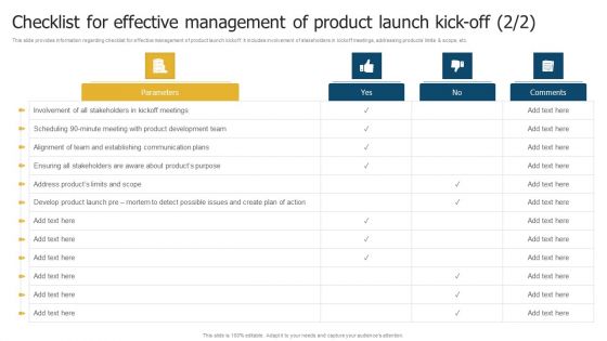 Merchandise Launch Kickoff Playbook Checklist For Effective Management Of Product Launch Kick Off Microsoft PDF