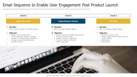 Merchandise Launch Kickoff Playbook Email Sequence To Enable User Engagement Post Product Launch Guidelines PDF