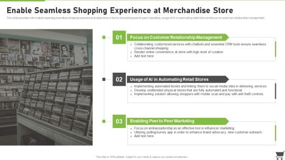 Merchandise Playbook Enable Seamless Shopping Experience At Merchandise Store Icons PDF