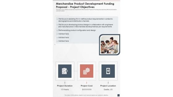 Merchandise Product Development Funding Proposal Project Objectives One Pager Sample Example Document Merchandise Product Development Funding Proposal Project Objectives One Pager Sample Example Document