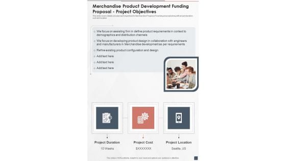 Merchandise Product Development Funding Proposal Project Objectives One Pager Sample Example Document