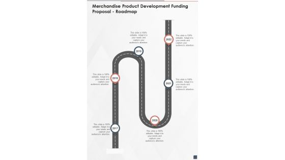 Merchandise Product Development Funding Proposal Roadmap One Pager Sample Example Document