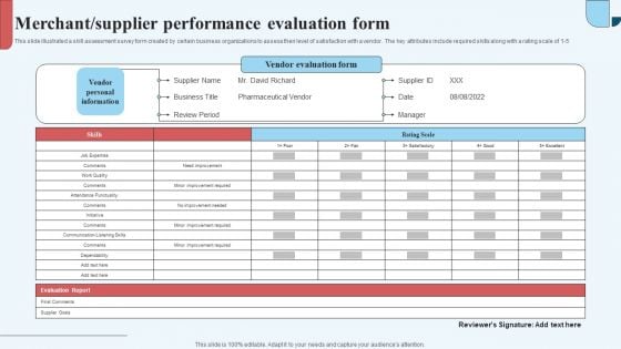 Merchant Supplier Performance Evaluation Form Summary PDF