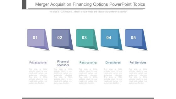Merger Acquisition Financing Options Powerpoint Topics