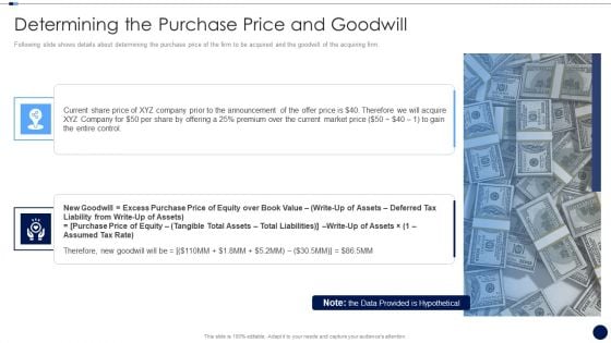 Merger And Acquisition Due Diligence Checklist Determining The Purchase Price And Goodwill Structure PDF