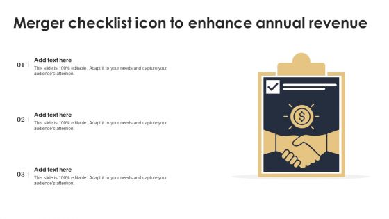 Merger Checklist Icon To Enhance Annual Revenue Background PDF