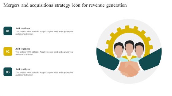 Mergers And Acquisitions Strategy Icon For Revenue Generation Sample PDF