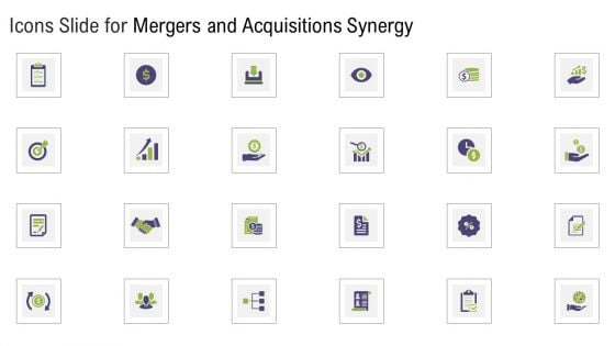 Mergers And Acquisitions Synergy Icons Slide For Mergers And Acquisitions Synergy Summary PDF