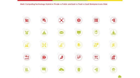 Mesh Computing Technology Hybrid Vs Private Vs Public And Iaas Vs Paas Vs Saas Workplan Icons Slide Infographics PDF