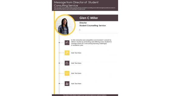 Message From Director Of Student Consulting Service One Pager Documents Message From Director Of Student Consulting Service One Pager Documents