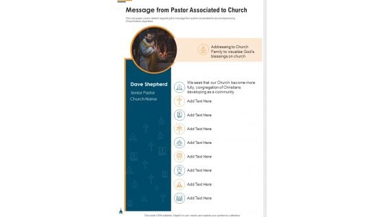 Message From Pastor Associated To Church One Pager Documents