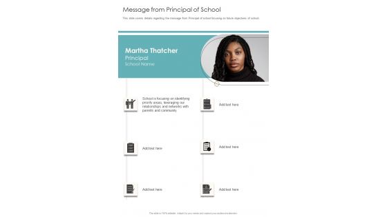 Message From Principal Of School One Pager Documents