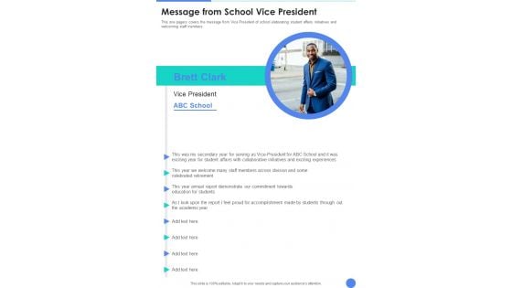 Message From School Vice President One Pager Documents