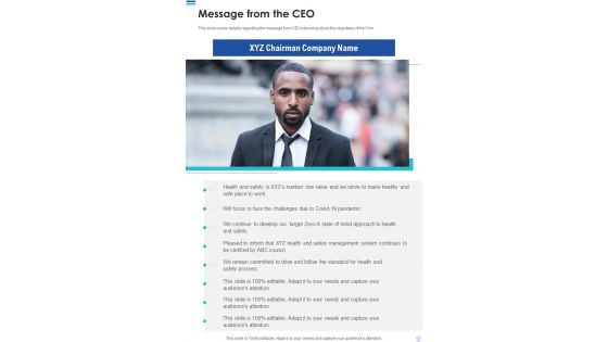 Message From The CEO Template 243 One Pager Documents Message From The CEO Template 243 One Pager Documents