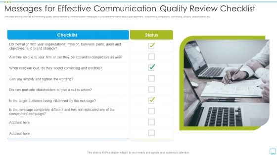 Messages For Effective Communication Quality Review Checklist Pictures PDF