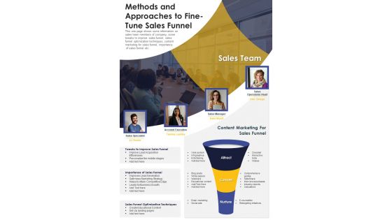 Methods And Approaches To Fine Tune Sales Funnel PDF Document PPT Template