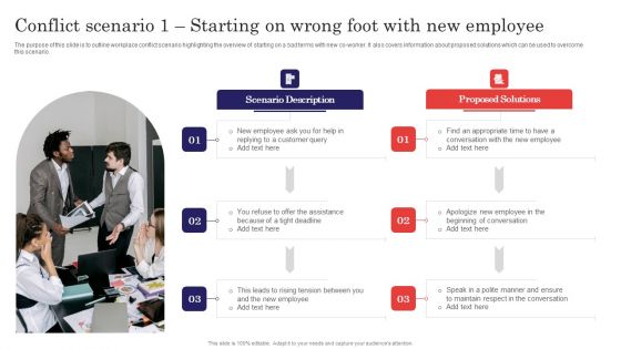 Methods For Handling Stress And Disputes Conflict Scenario 1 Starting On Wrong Foot With New Template PDF