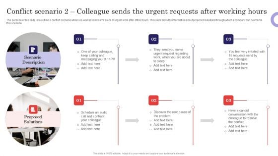 Methods For Handling Stress And Disputes Conflict Scenario 2 Colleague Sends The Urgent Requests Designs PDF