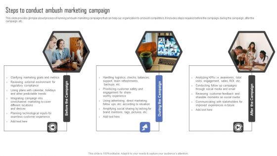 Methods For Implementing Ambush Advertising Campaigns Steps To Conduct Ambush Marketing Campaign Formats PDF