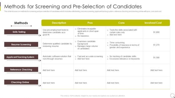 Methods For Screening And Pre Selection Of Candidates Mockup PDF Methods For Screening And Pre Selection Of Candidates Mockup PDF
