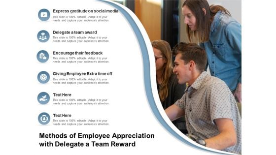 Methods Of Employee Appreciation With Delegate A Team Reward Ppt PowerPoint Presentation File Gridlines PDF Methods Of Employee Appreciation With Delegate A Team Reward Ppt PowerPoint Presentation File Gridlines PDF