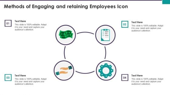 Methods Of Engaging And Retaining Employees Icon Ppt Infographics Gridlines PDF