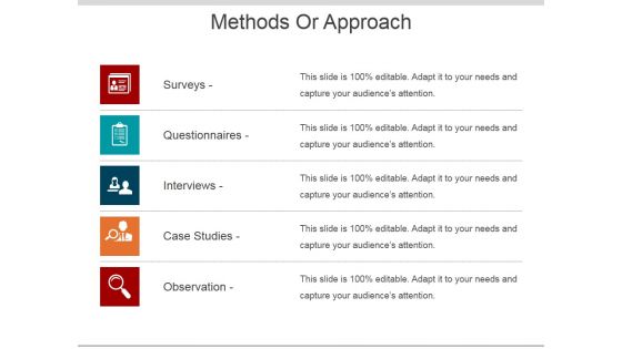 Methods Or Approach Ppt PowerPoint Presentation Infographics Gallery