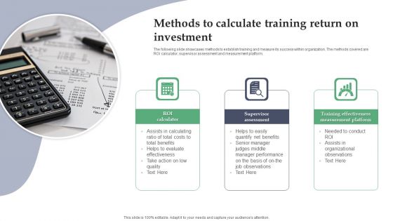 Methods To Calculate Training Return On Investment Ppt Icon Influencers PDF