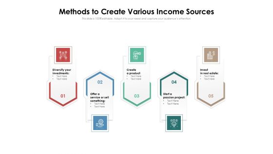 Methods To Create Various Income Sources Ppt PowerPoint Presentation Gallery Introduction PDF